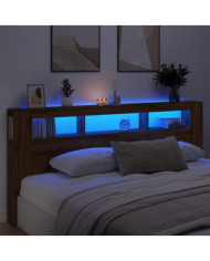 Tête de lit à LED chêne artisanal 220x18,5x103,5 cm | Mobilier & Déco