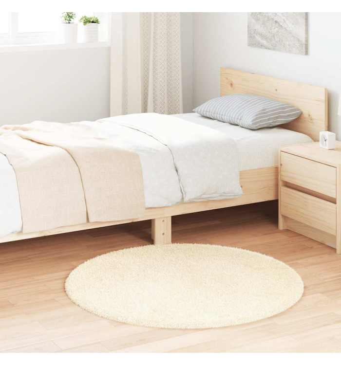 Tapis Shaggy à poils longs NAVARRA crème 100x100 cm polyester | Mobilier & Déco