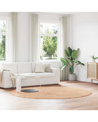 Tapis shaggy à poils longs NAVARRA beige 240x240 cm polyester | Mobilier & Déco