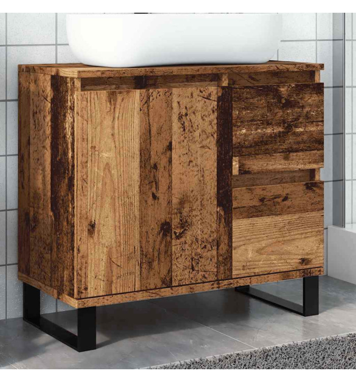 Armoire de lavabo de salle de bain vieux bois 65x33x60 cm | Mobilier & Déco