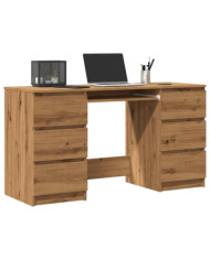 Bureau chêne artisanal 140x50x77 cm bois d'ingénierie | Mobilier & Déco