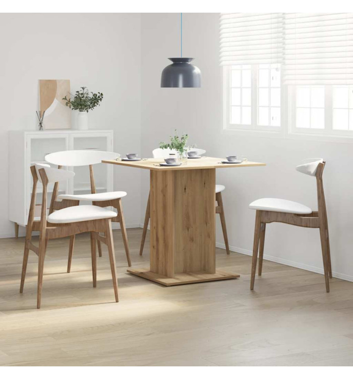 Table à manger chêne artisanal 80x80x75 cm bois d'ingénierie | Mobilier & Déco