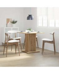 Table à manger chêne artisanal 80x80x75 cm bois d'ingénierie | Mobilier & Déco
