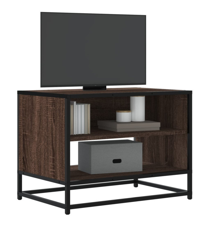Meuble TV chêne marron 61x40x46 cm bois d'ingénierie et métal | Mobilier & Déco
