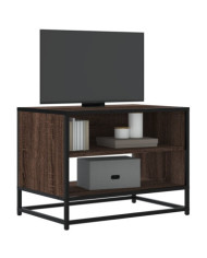 Meuble TV chêne marron 61x40x46 cm bois d'ingénierie et métal | Mobilier & Déco