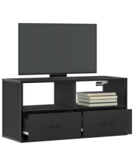 Meuble TV noir 80x31x39,5 cm bois d'ingénierie et métal | Mobilier & Déco