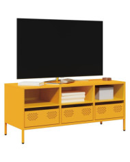 Meuble TV jaune moutarde 101,5x39x43,5 cm acier laminé à froid | Mobilier & Déco