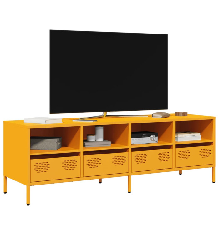 Meuble TV jaune moutarde 135x39x43,5 cm acier laminé à froid | Mobilier & Déco