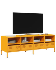 Meuble TV jaune moutarde 135x39x43,5 cm acier laminé à froid | Mobilier & Déco