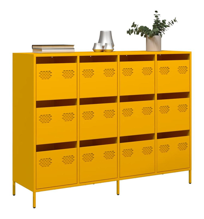 Buffet jaune moutarde 135x39x103,5 cm acier laminé à froid | Mobilier & Déco