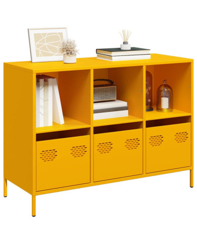 Buffet jaune moutarde 101,5x39x73,5 cm acier laminé à froid | Mobilier & Déco