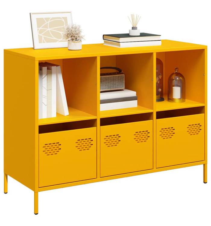 Buffet jaune moutarde 101,5x39x73,5 cm acier laminé à froid | Mobilier & Déco