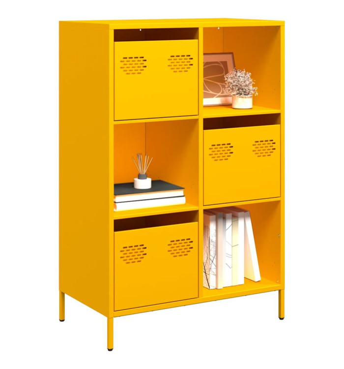Buffet haut jaune moutarde 68x39x103,5 cm acier | Mobilier & Déco