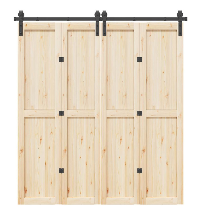 Kit de quincaillerie de porte coulissante 200 cm Acier Noir | Mobilier & Déco