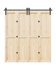 Kit de quincaillerie de porte coulissante 200 cm Acier Noir | Mobilier & Déco