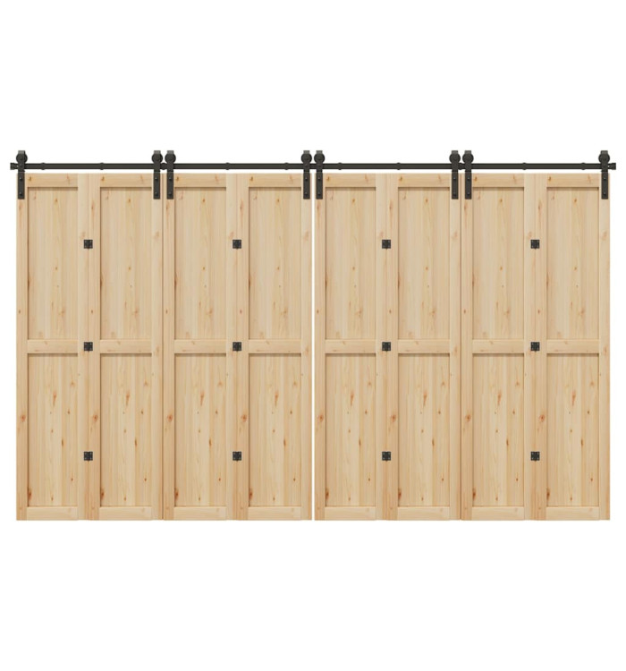 Kit de quincaillerie de porte coulissante 366 cm acier noir | Mobilier & Déco