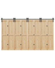 Kit de quincaillerie de porte coulissante 366 cm acier noir | Mobilier & Déco