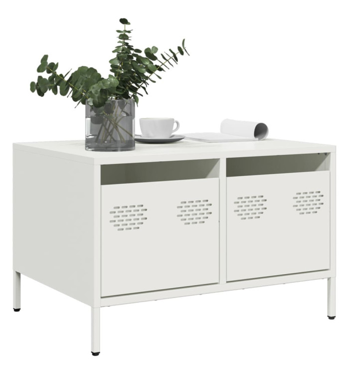 Meuble TV blanc 68x50x43,5 cm acier laminé à froid | Mobilier & Déco