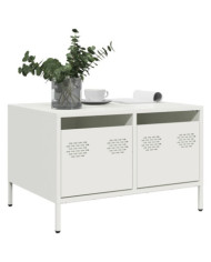 Meuble TV blanc 68x50x43,5 cm acier laminé à froid | Mobilier & Déco