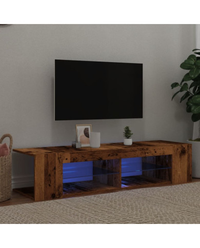 Meuble TV avec lumières LED vieux bois bois d'ingénierie | Mobilier & Déco