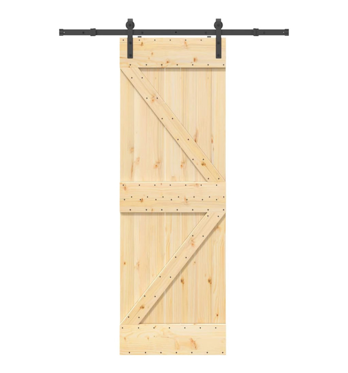 Porte coulissante et kit de quincaillerie 70x210 cm pin massif | Mobilier & Déco