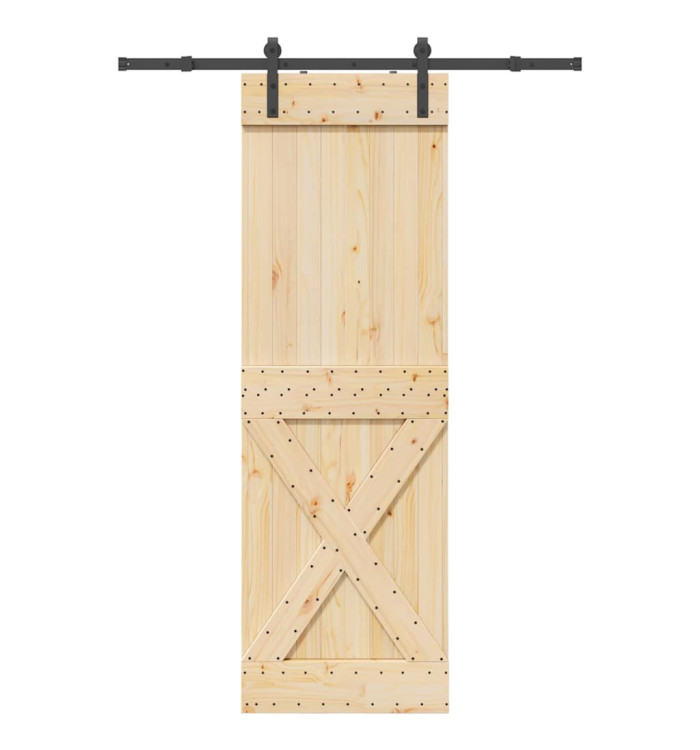 Porte coulissante et kit de quincaillerie 70x210 cm pin massif | Mobilier & Déco