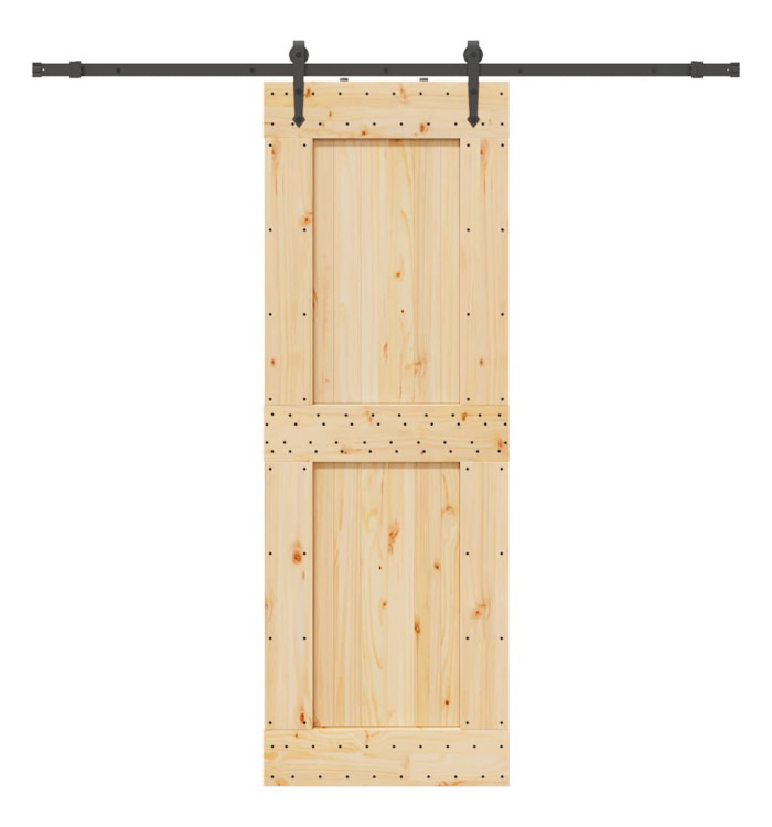 Porte coulissante et kit de quincaillerie 80x210 cm pin massif | Mobilier & Déco