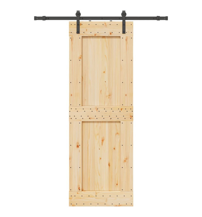 Porte coulissante et kit de quincaillerie 80x210 cm pin massif | Mobilier & Déco