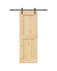 Porte coulissante et kit de quincaillerie 80x210 cm pin massif | Mobilier & Déco