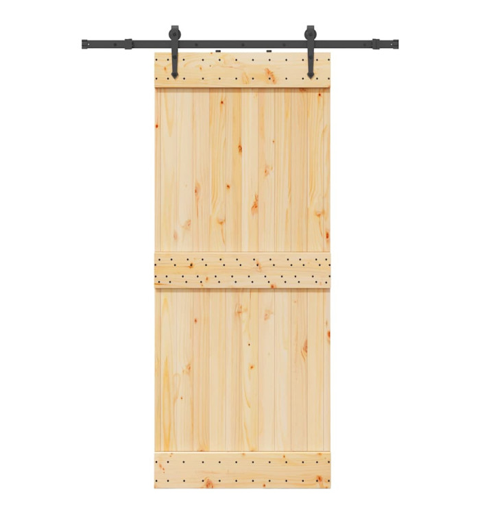 Porte coulissante et kit de quincaillerie 85x210 cm pin massif | Mobilier & Déco