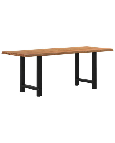 Table à manger marron clair bois de chêne massif rectangulaire | Mobilier & Déco