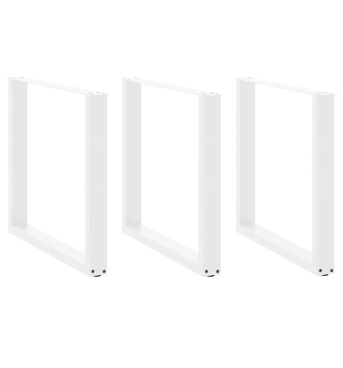 Pieds de table à manger en U 3 pièces Blanc 90 x (72-73) cm Acier | Mobilier & Déco