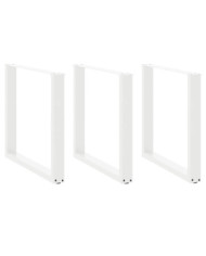 Pieds de table à manger en U 3 pièces Blanc 90 x (72-73) cm Acier | Mobilier & Déco