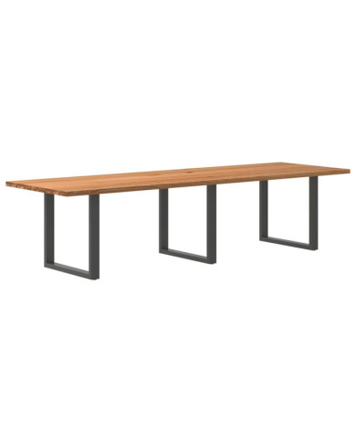 Table à manger marron clair bois de chêne massif rectangulaire | Mobilier & Déco
