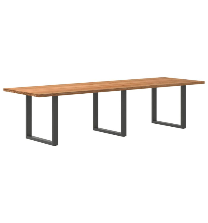 Table à manger marron clair bois de chêne massif rectangulaire | Mobilier & Déco