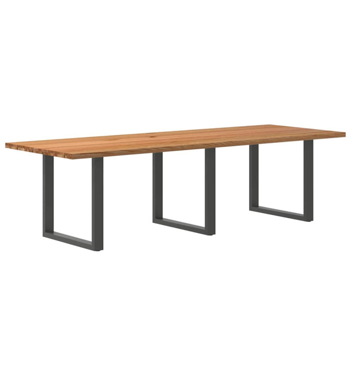 Table à manger marron clair bois de chêne massif rectangulaire | Mobilier & Déco