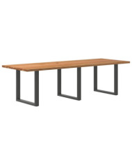 Table à manger marron clair bois de chêne massif rectangulaire | Mobilier & Déco