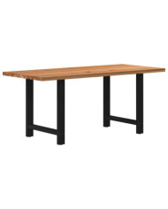 Table à manger marron clair bois de chêne massif rectangulaire | Mobilier & Déco