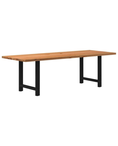 Table à manger marron clair bois de chêne massif rectangulaire | Mobilier & Déco