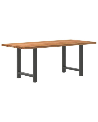 Table à manger marron clair bois de chêne massif rectangulaire | Mobilier & Déco