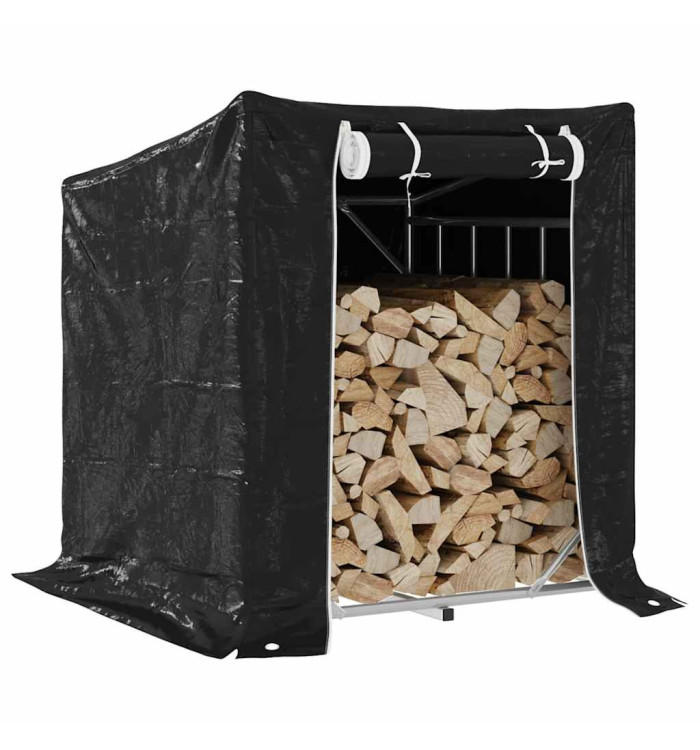 Portant de bois de chauffage et housse de pluie acier galvanisé | Mobilier & Déco