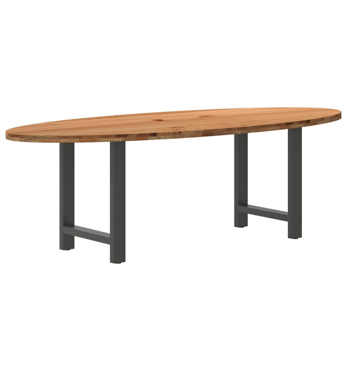 Table à manger marron clair bois de chêne massif ovale | Mobilier & Déco