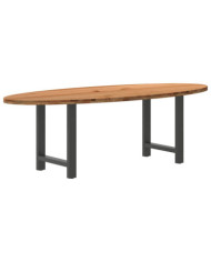 Table à manger marron clair bois de chêne massif ovale | Mobilier & Déco