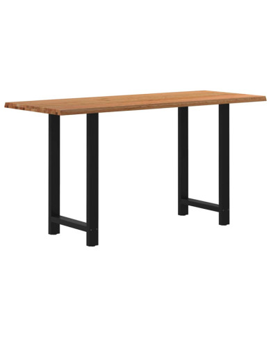 Table de bar rectangulaire en chêne massif avec bords naturels 200 x 80 x 112 cm | Mobilier & Déco