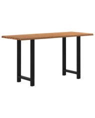Table de bar rectangulaire en chêne massif avec bords naturels 200 x 80 x 112 cm | Mobilier & Déco