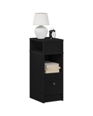 Table de chevet avec tiroir noir 25x31x66 cm | Mobilier & Déco