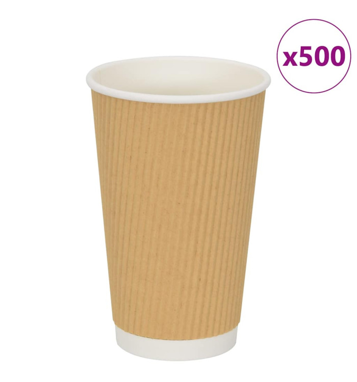 Tasses à café en papier 500 pcs 16oz 400ml marron | Mobilier & Déco