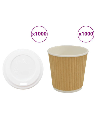Tasses à café en papier avec couvercles 1000 pcs 4oz 100ml | Mobilier & Déco