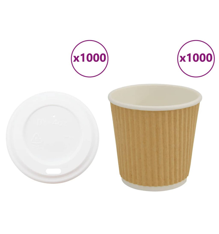 Tasses à café en papier avec couvercles 1000 pcs 4oz 100ml | Mobilier & Déco