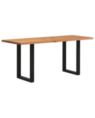 Table de bar rectangulaire en chêne massif avec bords naturels 200 x 80 x 92 cm | Mobilier & Déco
